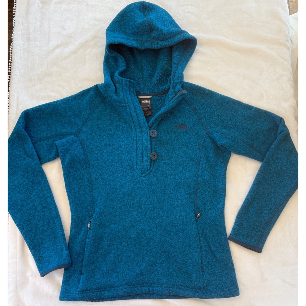 The North Face Womens Crescent Sunset Hoodie Teal Blue Fleece Sweater M